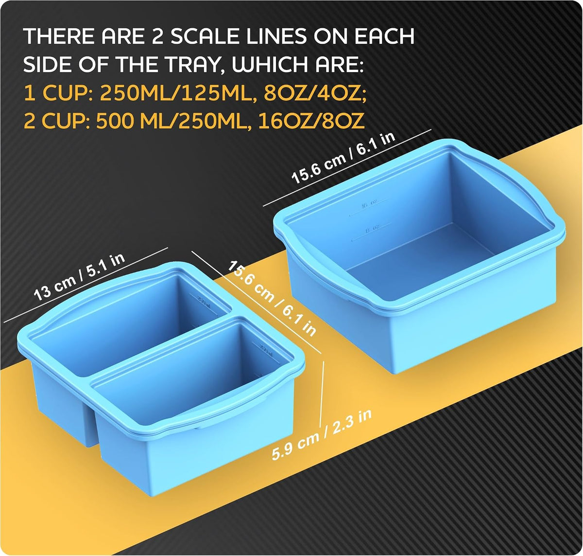 Silicone Freezer Trays with Lids, Set of 4 - with 1cup and 2 cup Silicone Freezer Molds for freezing soups, sauces and individual microwave safe