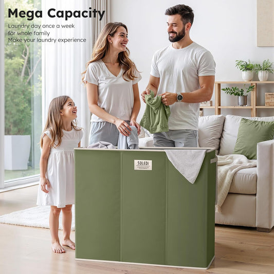 Laundry Hamper 3 section with lid and 3 Pcs Bag, Large Hamper 3 compartment 180L, Laundry Basket Laundry sorter Clothes hamper for Laundryroom Bedroom Blanket Storage Organizer