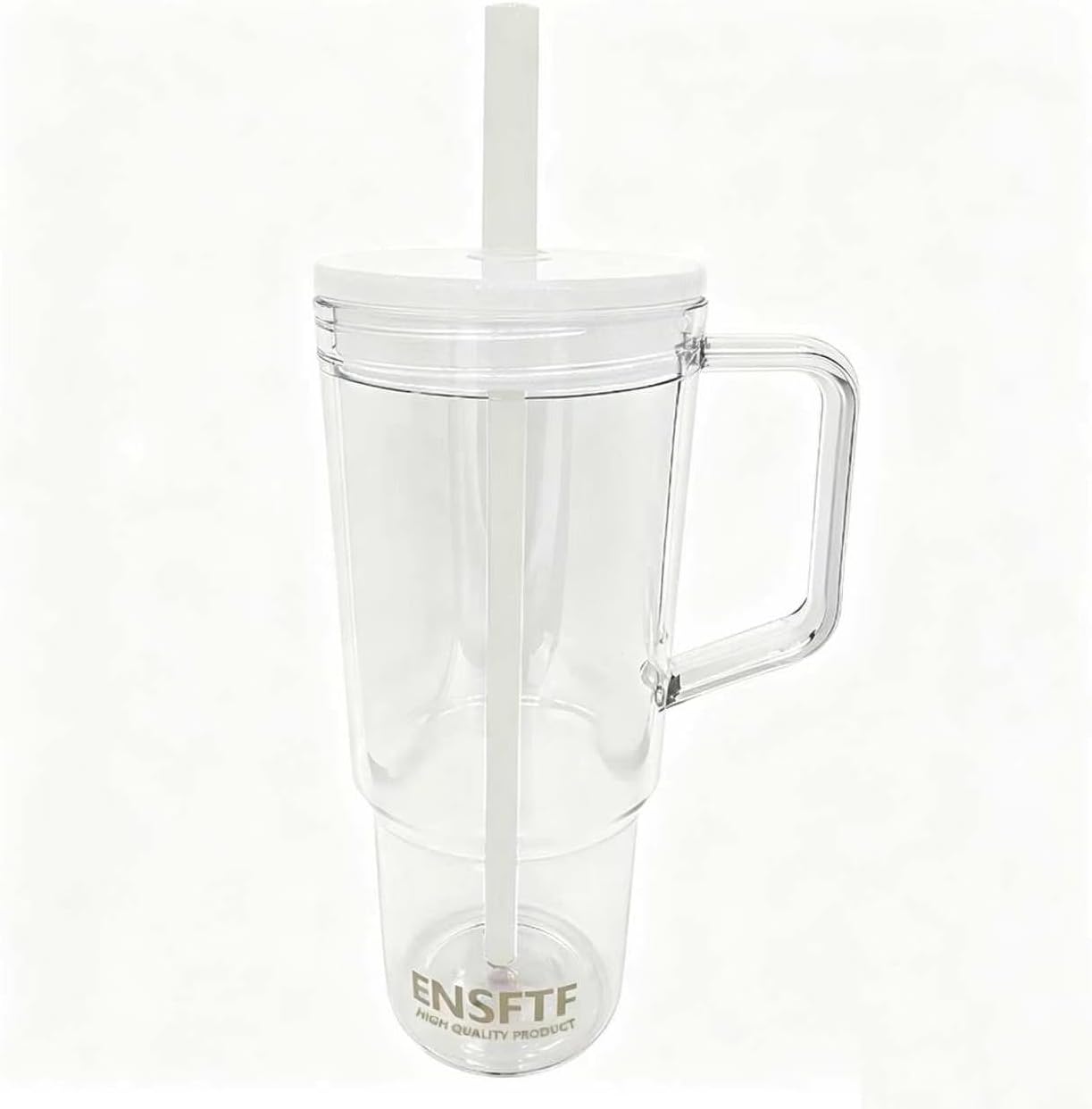 40oz Tumbler Handle&Straw Leakproof Travel Mug Cup Holder Friendly (red) | Large 40oz clear tumbler with handle & straw, tapered base fits cup holders. Durable BPA-free material, great for iced drinks