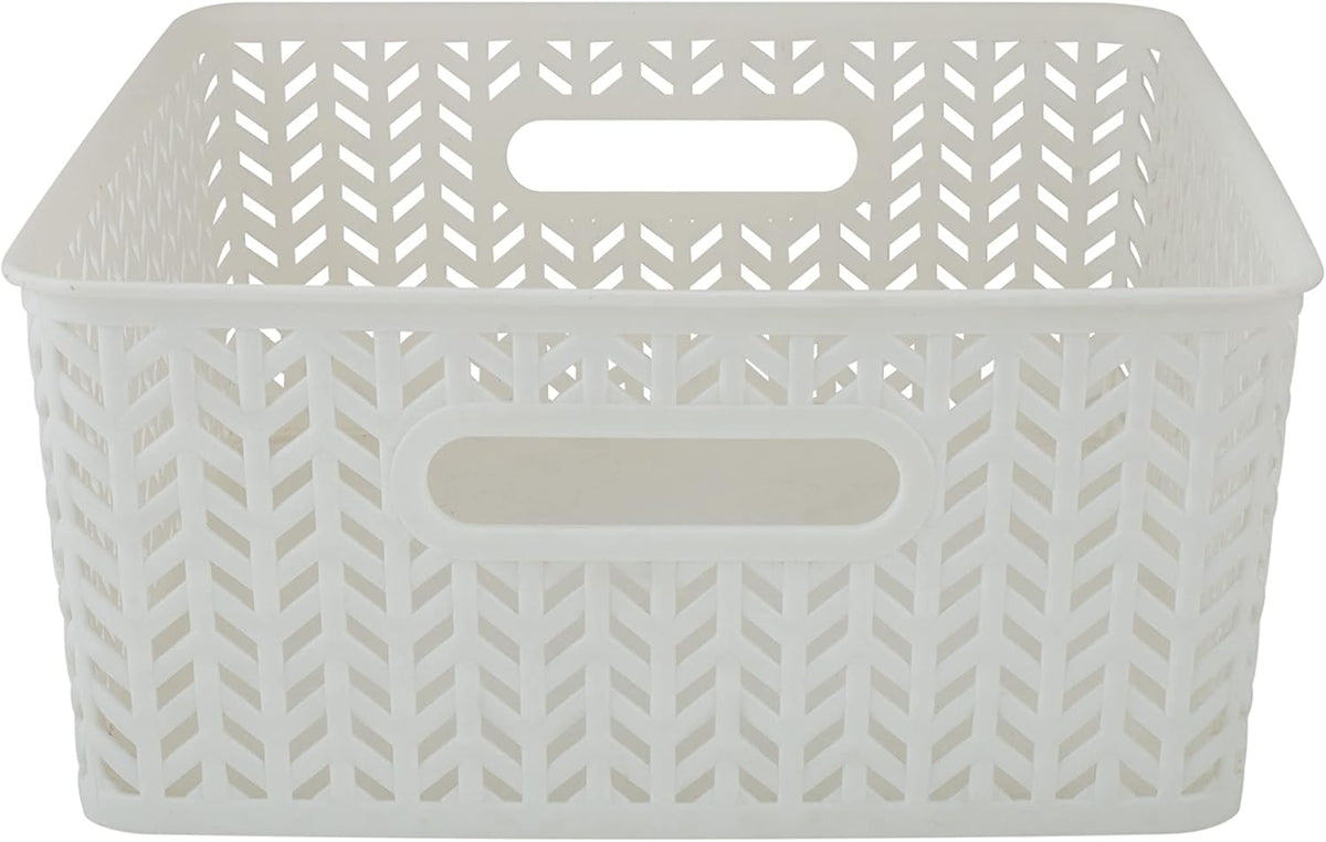 Large Herringbone Storage Bin, Grey (25175-GREY)