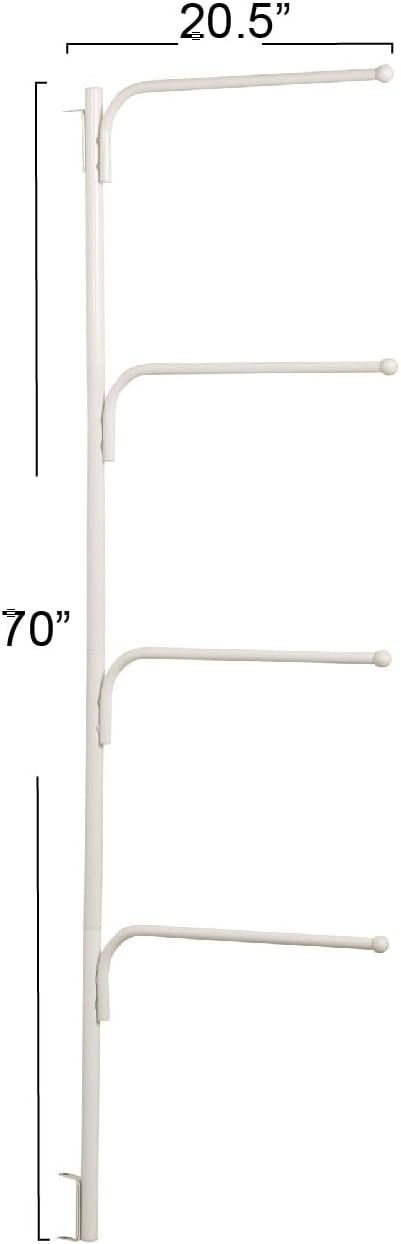 Hinge‑IT Clutterbuster Family Towel Bar with 4 Swiveling Bars for Over‑Door Organizer, Silver
