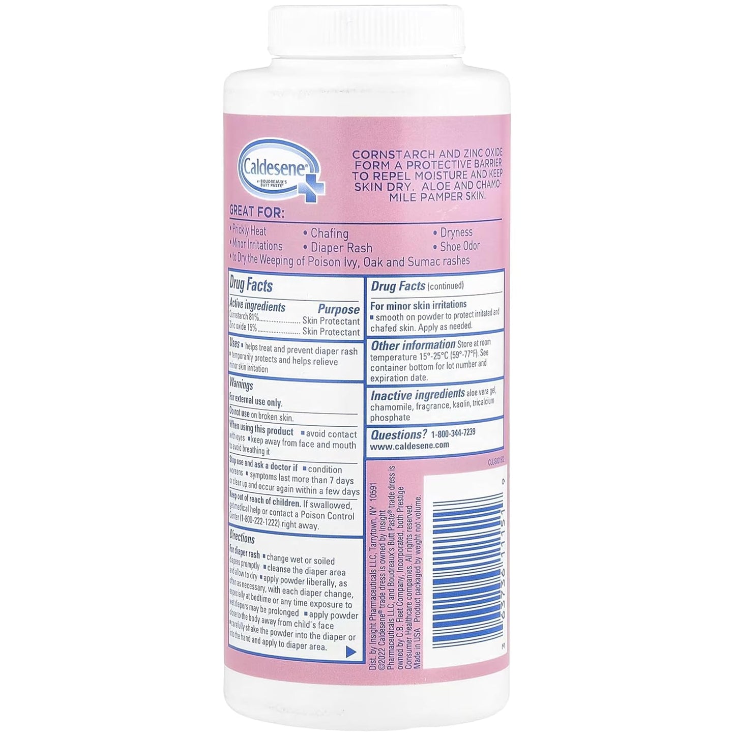 Caldesene Medicated Protecting Body Powder with Zinc Oxide and Cornstarch, Talc-Free Baby Powder Soothes & Protects, 5 Oz.