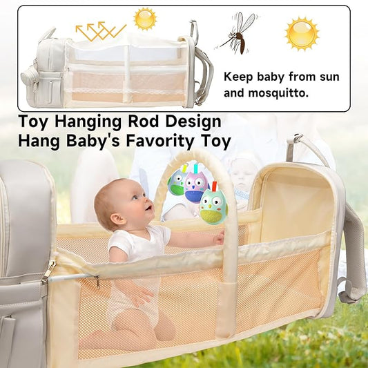 ANWTOTU Leather Baby Diaper Bags with Changing Station,Extra large Capacity Baby Diaper Bag Backpack,Waterproof Baby Essentials(White)