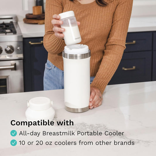 Baby Brezza Replacement Breastmilk Cooler Storage Bottles, Plastic, 10 oz, 4-Pack