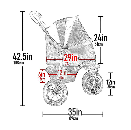 Pet Gear No-Zip Jogger Pet Stroller for Cats/Dogs, Zipperless Entry, Airless Tires, Easy One-Hand Fold, Cup Holder + Storage Basket, Salt- Extra Large