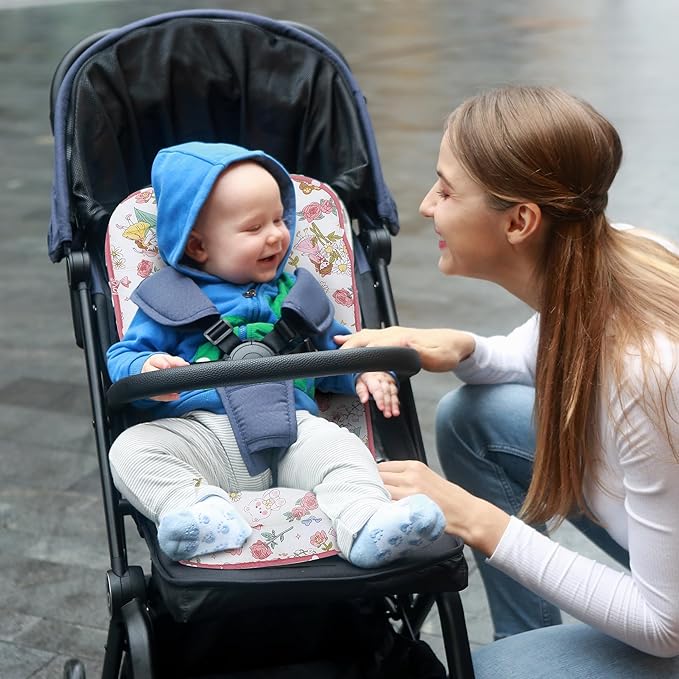 Baby Stroller Cushion,Infant Car Seat Insert-Reversible Universal Breathable and Soft Newborn seat Liner for Stroller,100% Cotton Seat Pad Liner for Newborns-34x78cm,1 Pack(Pink Princess)