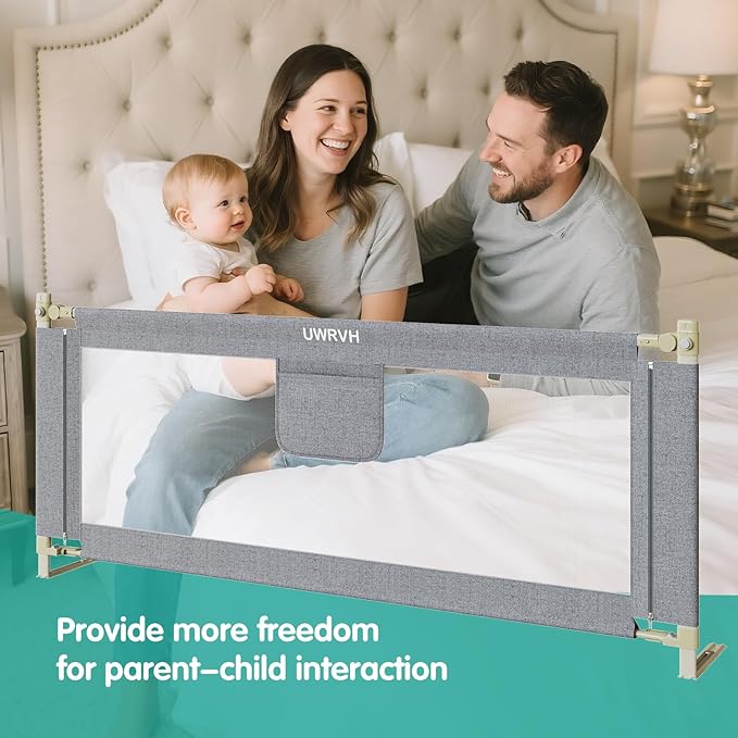 Bed Rails for Toddlers,Toddler Bed Rails,Bed Rail for Baby - Adjustable Height Bed Guard with Child Safety Lock, Universal Fit for King/Full/Twin Beds (Grey, 1 Side 59Inch)