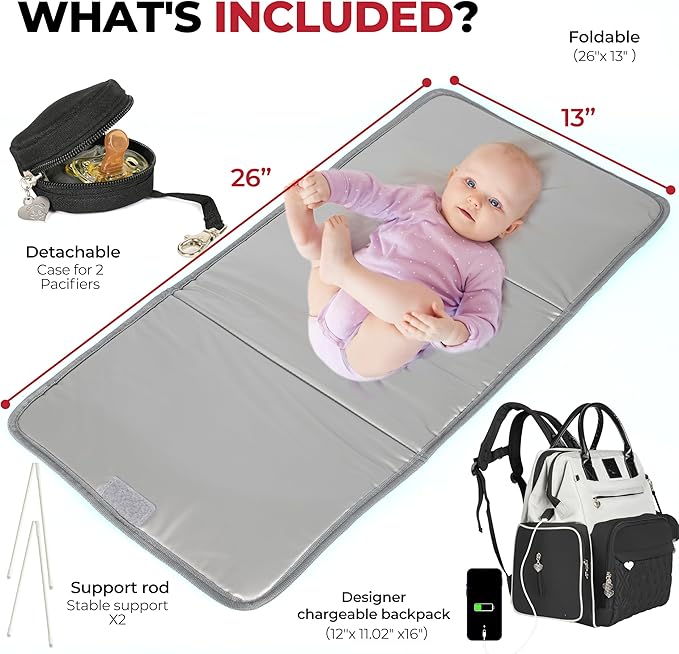 Award-Winning Baby Diaper Bag Backpack with Changing Station βLarge Multifunction Waterproof Diaper Bag, Warm Bottle Pockets, Travel Baby Organizer Mom & Dad, Newborn Baby Essentials, Newborn Gift
