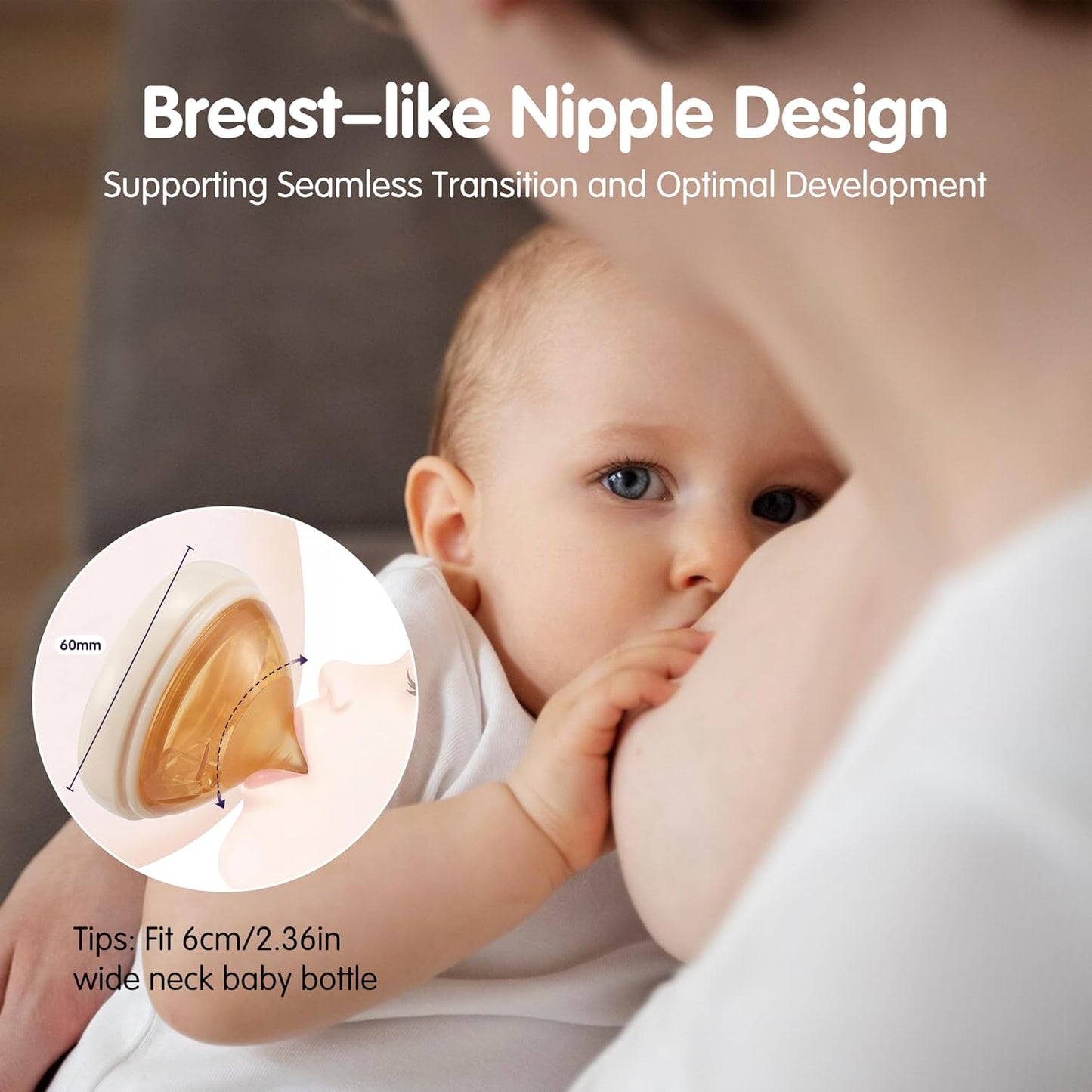 Silicone Bottle Nipple, Anti Colic Nipples for Baby, Natural Flow Baby Bottle Silicone Nipple,Large Flow (L), 6+ Months, 4 Counts (Pack of 1