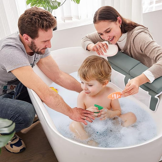 Baby Bath Kneeler and Elbow Rest Pad Set,Bath Kneeling Pad Thick Soft Quick Dry Bathtub Mat for Bathing Time,Baby Essentials Memory Foam with Toys Organizer Gifts for Parents,Dark Grey