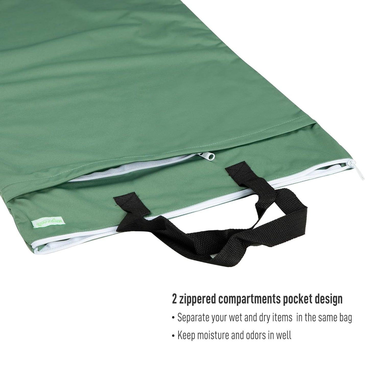 wegreeco Reusable Hanging Wet Dry Cloth Diaper Bag (Grey Leaf, Grey)