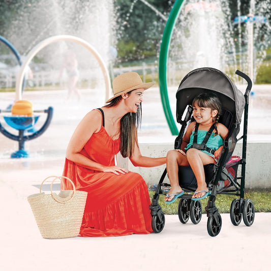 Chicco Liteway Stroller, Compact Fold Baby Stroller with Canopy, Lightweight Aluminum Frame Umbrella Stroller, for Use with Babies and Toddlers up to 40 lbs, Dune/Brown