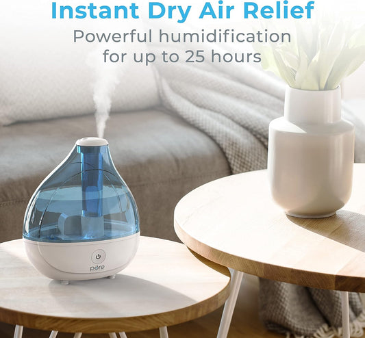 Pure Enrichment MistAire Ultrasonic Cool Mist Humidifier - Quiet Air Humidifier for Bedroom, Nursery, Office, & Indoor Plants - Lasts Up To 25 Hours