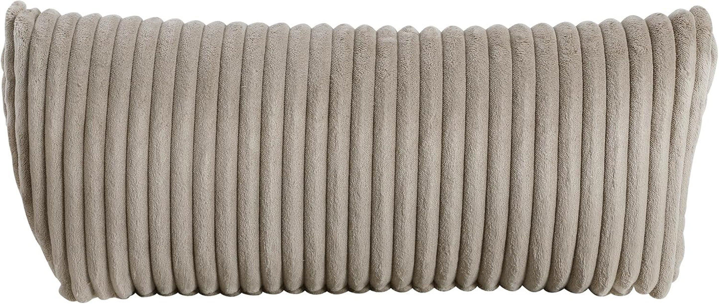Lexicon Modern Swivel Glider Recliner Chair, Nursery Glider, Corduroy Fabric Upholstery Recliner with 2 Lumbar Pillows, Manual Reclining Sofa Chair for Living Room/Office/Apartment, Beige