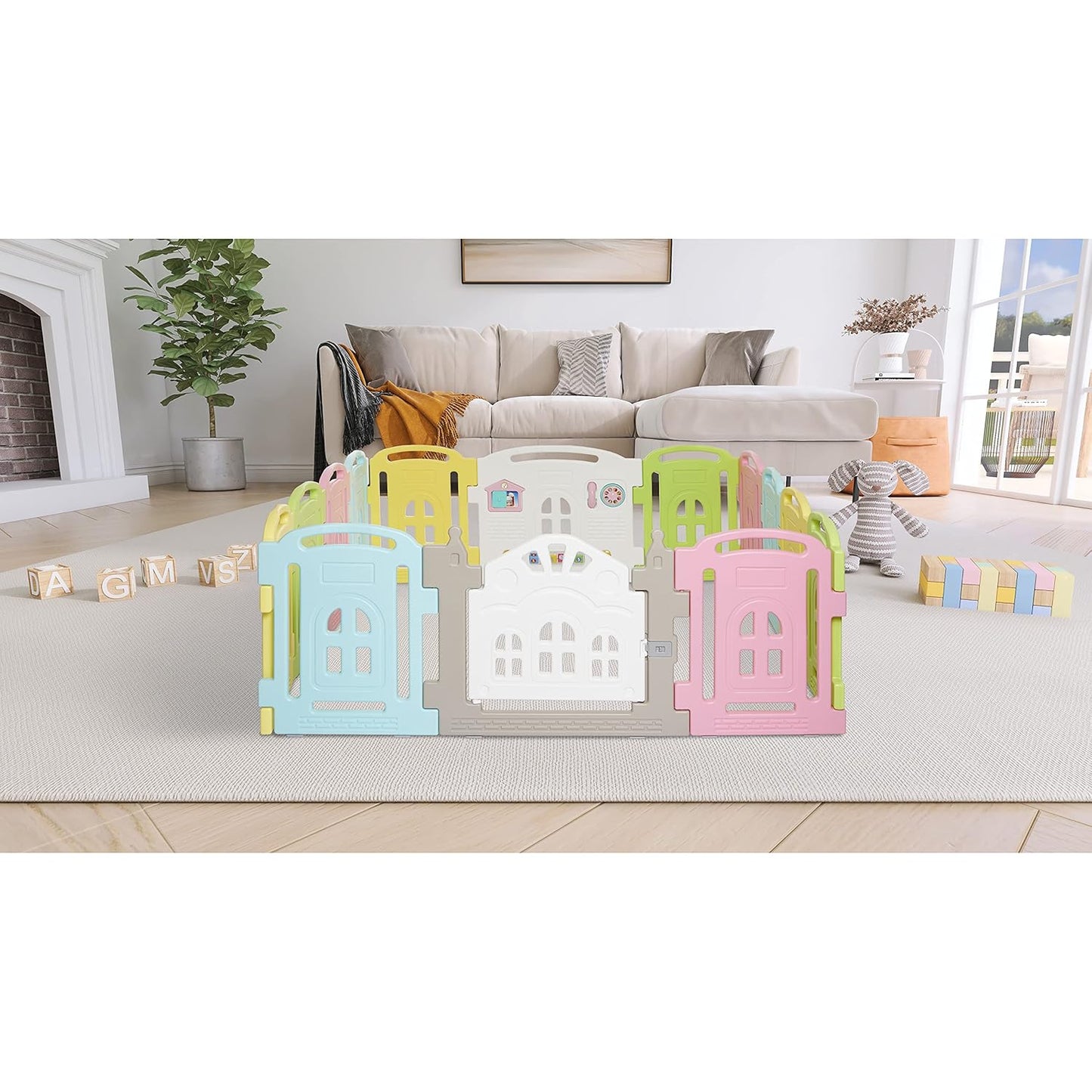 Dream On Me 14 Panel Groovy Play Center/Play Pen/Playard, Multi Colors
