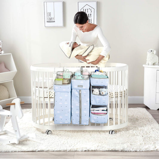 Orzbow 3-in-1 Hanging Diaper Caddy Organizer for Changing Table, Nursery Organization and Diaper Stacker for Crib Wall, Removable Diaper Organizer for Baby Girl Essentials, Pink