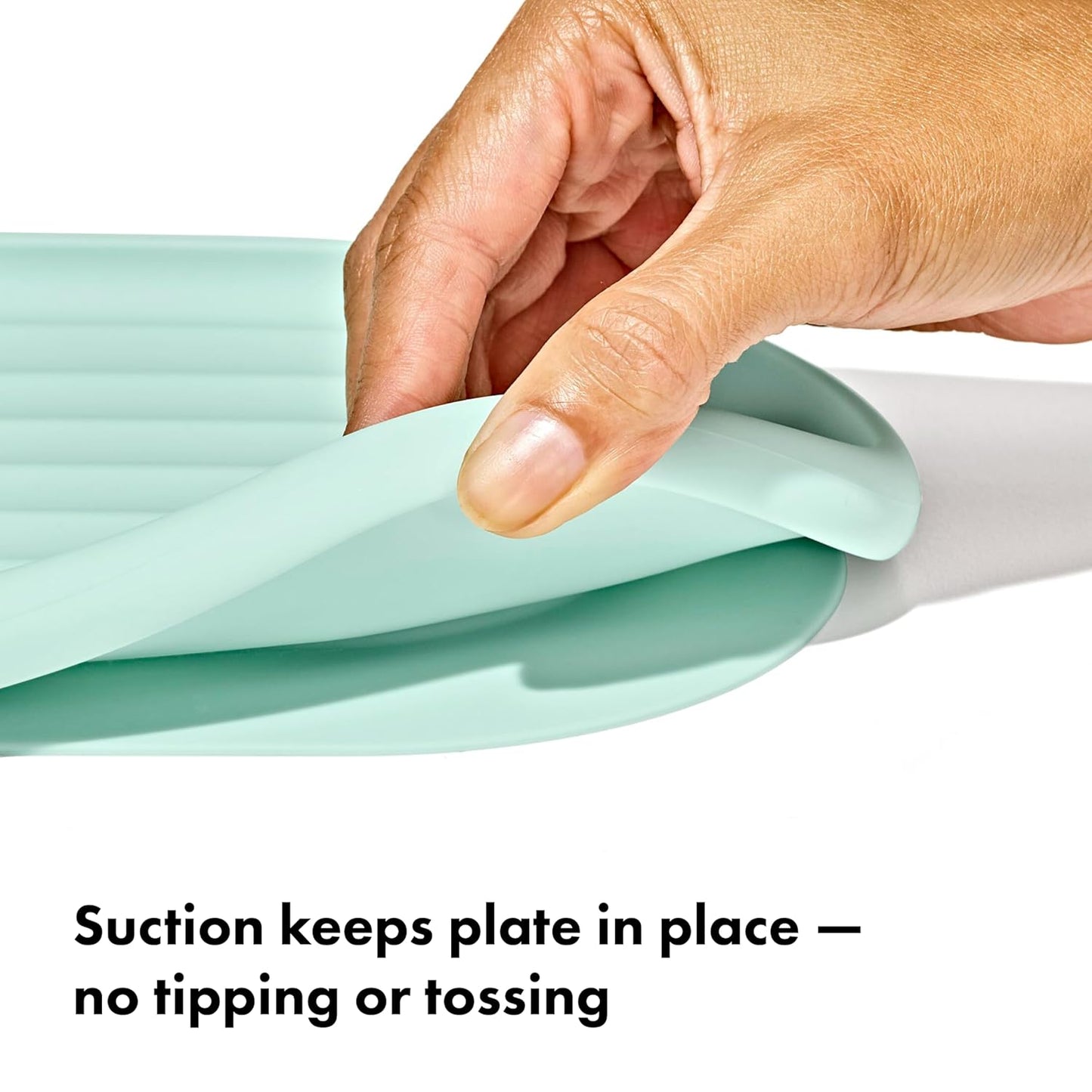 OXO Tot Textured Suction Plate & Spoons Set, Baby Led Weaning Supplies