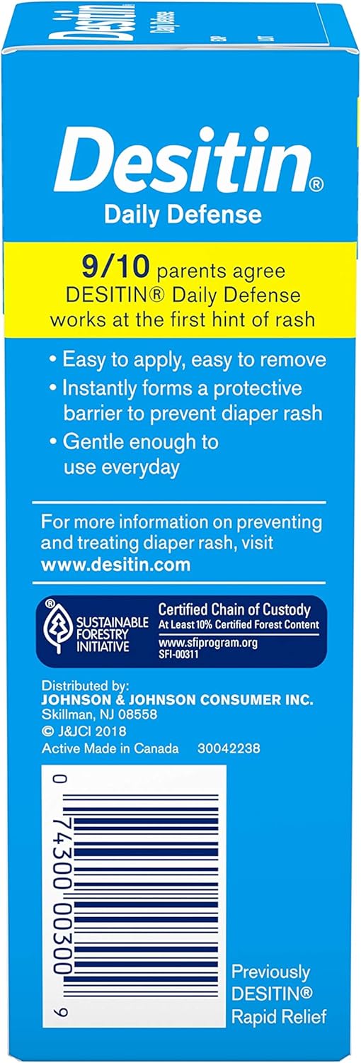 Desitin Daily Defense Baby Diaper Rash Cream with 13% Zinc Oxide Barrier Cream to Treat, Relieve & Prevent diaper rash, Hypoallergenic, Dye-, Phthalate- & Paraben-Free, Travel Size, 2 oz