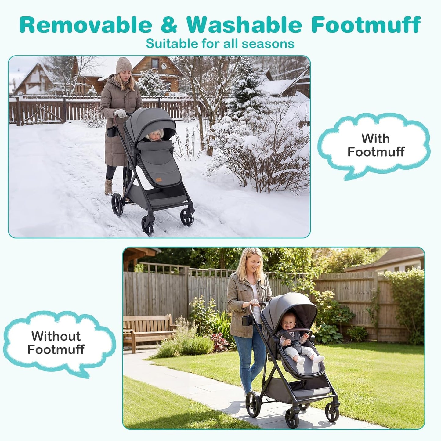 BABY JOY 2 in 1 Baby Stroller, High Landscape Convertible Bassinet Stroller with Reversible Seat, Net, Adjustable Canopy, Cup Holder, Foldable Pushchair Pram Stroller for Newborn Toddlers (Gray)