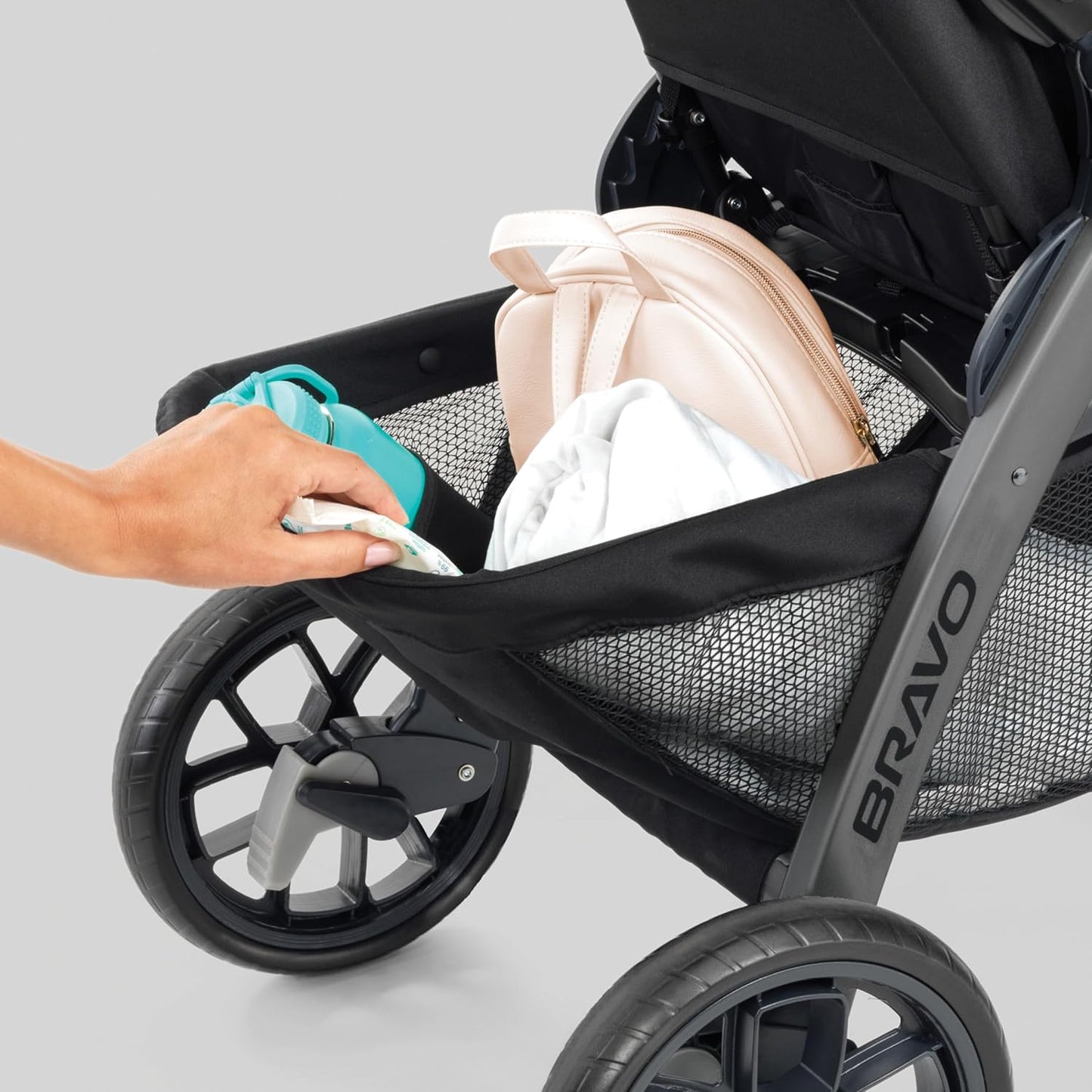 Chicco Bravo LE ClearTex Full-Size Stroller for Babies and Toddlers, UPF-Rated Canopy, GREENGUARD Gold Certified, Lightweight, One-Hand Compact Fold, Pewter/Grey