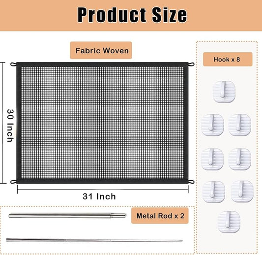 Mesh Dog Gate for Pets, Magic Pet Gate for The House, Portable Puppy Safety Fence Guard for Stairs and Doorways, Easy Install Anywhere, 31" W x 30" H, 8 Hooks