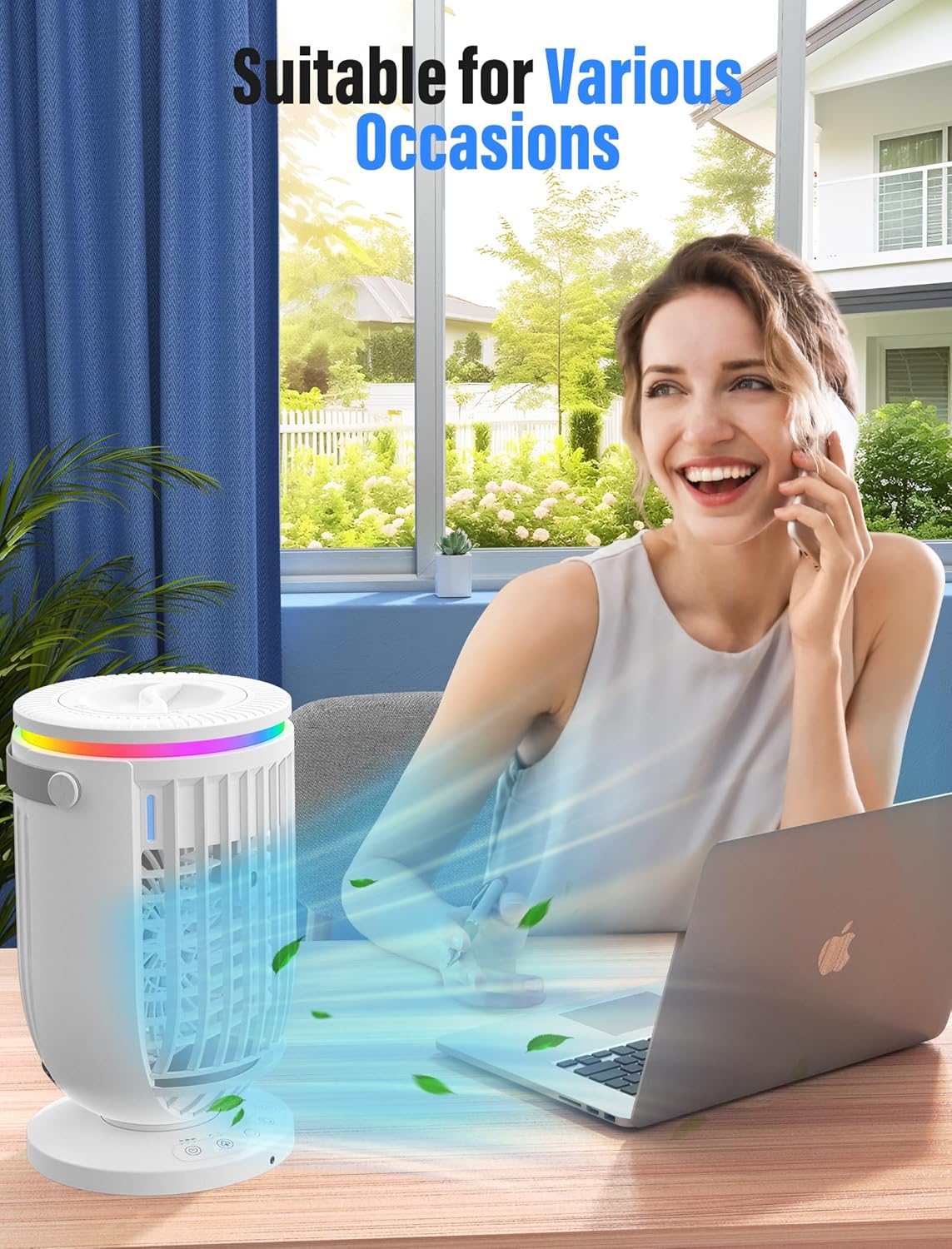 Portable Air Conditioners, Fan with 120° Rotating Function,JYew Evaporative Mini Room Air Conditioners,Portable AC Unit Air Cooler with 4 in 1 Humidifier Fan Conditioner, AC Portable for Room Office