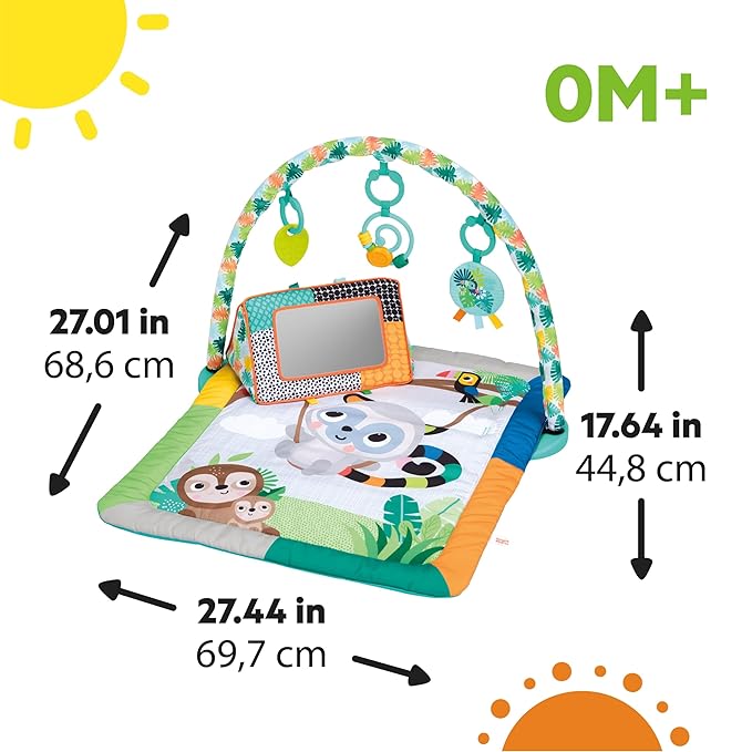 Bright Starts Tropical Treetop Baby Activity Gym & Tummy Time Mat, Ages Newborn & Up