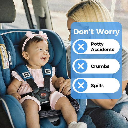 2 Pack Car Potty Training Seat Protector, Waterproof Toddler Car Seat Potty Training Cover, Piddle Pads & Liners for Baby Stroller, Booster & Travel,Non-Slip Pee Protector for Carseat (Grey)