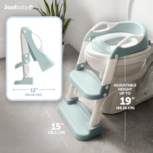 Jool Baby Potty Training Seat with 2 Step Ladder for Toddlers - Splash Guard, Adjustable Height (Gray)