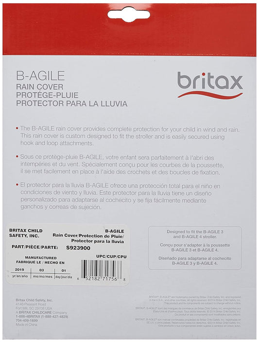 Britax Single B-Agile, B-Free, Pathway Strollers Wind and Rain Cover | Easy Install + Air Ventilation + Storage Pouch Included