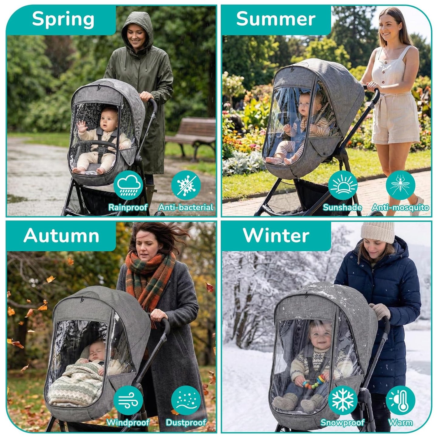 Baby Car Seat Cover Compatible with Evenflo, Breathable Infant Car Seat Rain Cover Fit for LiteMax, Windproof Baby CarSeat Canopy with Clear Window Sunshade and Mesh Cover for Travel & Outdoor Use