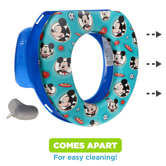 Disney Mickey Mouse "Happy Days" Soft Potty Seat and Potty Training Seat - Soft Cushion, Baby Potty Training, Safe, Easy to Clean