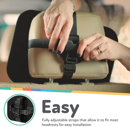 Nuby Shatterproof Rear Facing Backseat Baby Mirror, Black