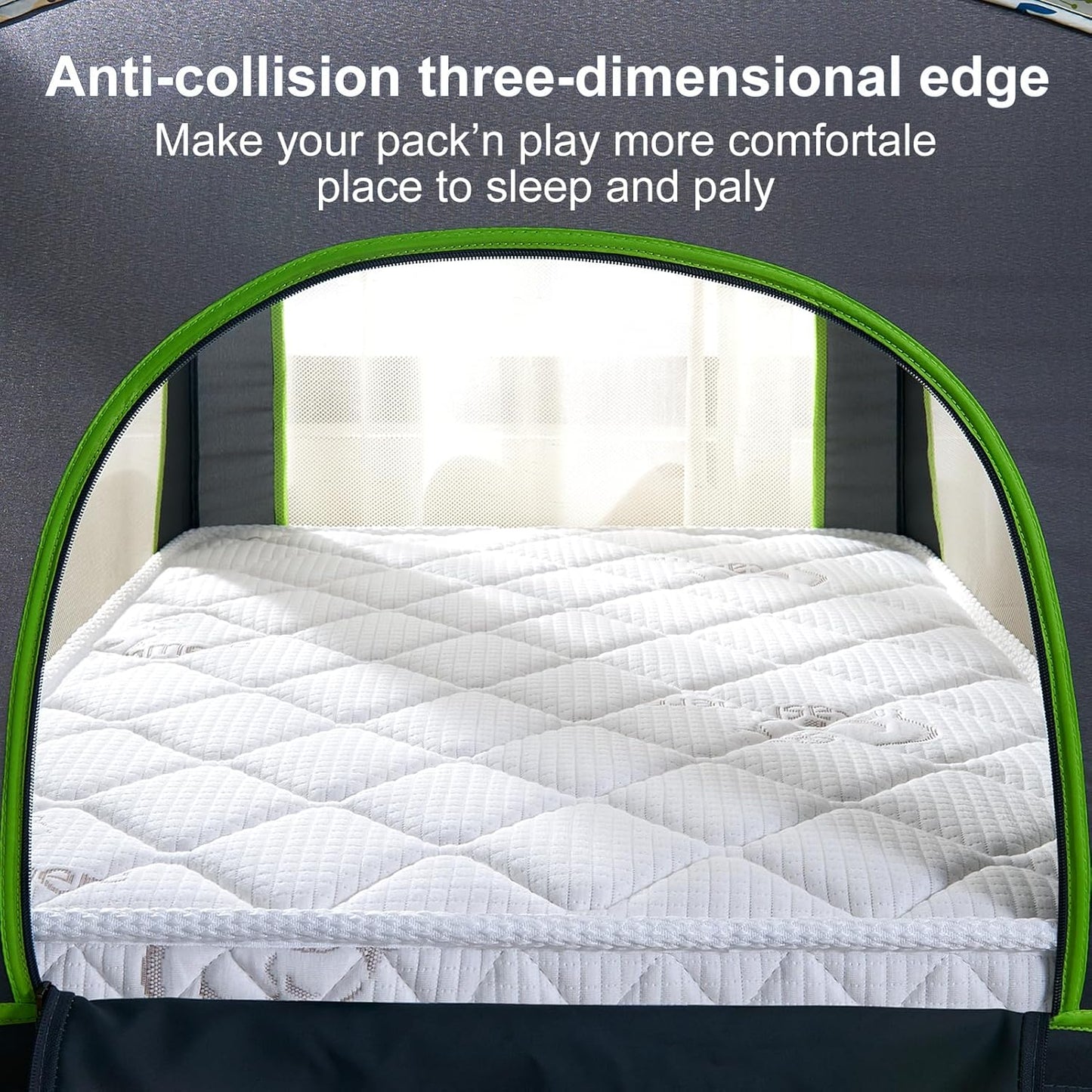 Pack and Play Mattress - 38" x 26"- Premium Knitted Fabric Safety Reinforced Play Yard Mattress - Fits for Graco & Baby Trend & Pamo Babe Playard, Firm Support and Comfort Foam,White