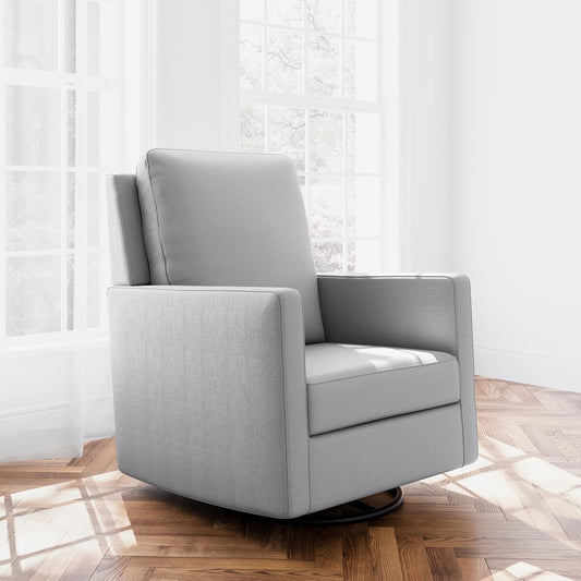 Storkcraft Calabasas Upholstered Nursery Swivel Glider (Fog) – GREENGUARD Gold Certified, CertiPUR-US Certified Foam, Pillow-Based Comfortable Swivel Glider