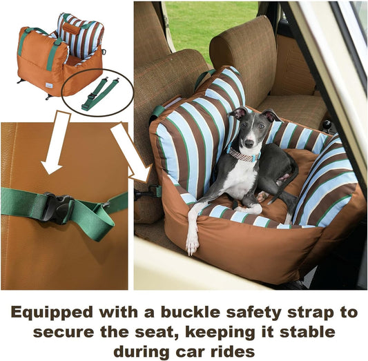 Zeze Portable Striped Pet Car Seat & Sofa Bed – Washable Travel Nest for Small Dogs & Cats
