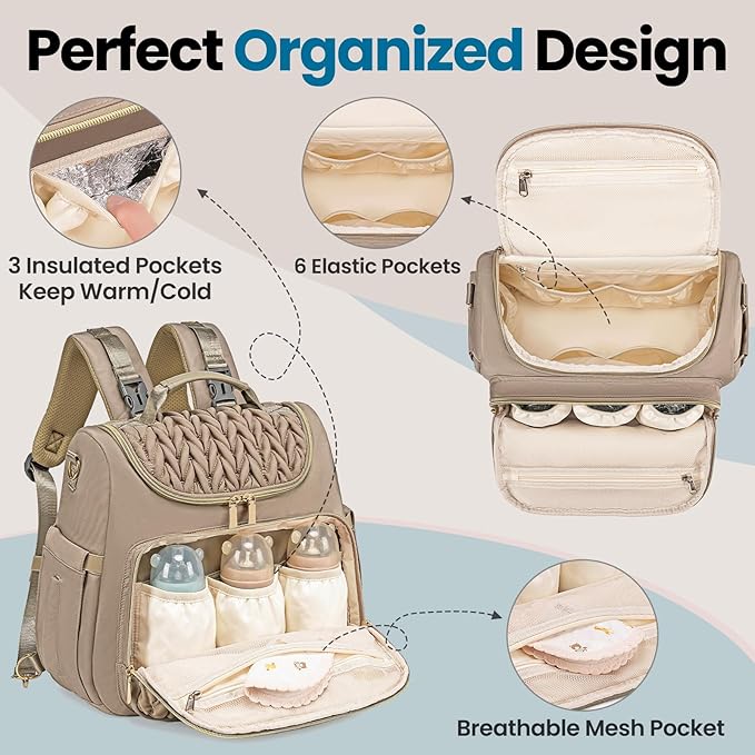 Tealari 4 in 1 Convertible Diaper Bag Backpack,Waterproof Baby Diaper Bag with Changing Pad,Converts into Baby Tote Bag,Diaper Backpack,Stroller Bag and Crossbody Diaper Bag