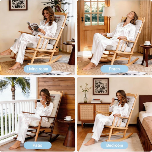 Big Hippo Rocking Chair Cushions Set with Ties, Tufted Thick Back and Seat Pads for Wooden Glider & Nursery, Velour Lumbar Support to Relieve Tailbone Pain for Indoor Office (Grey)