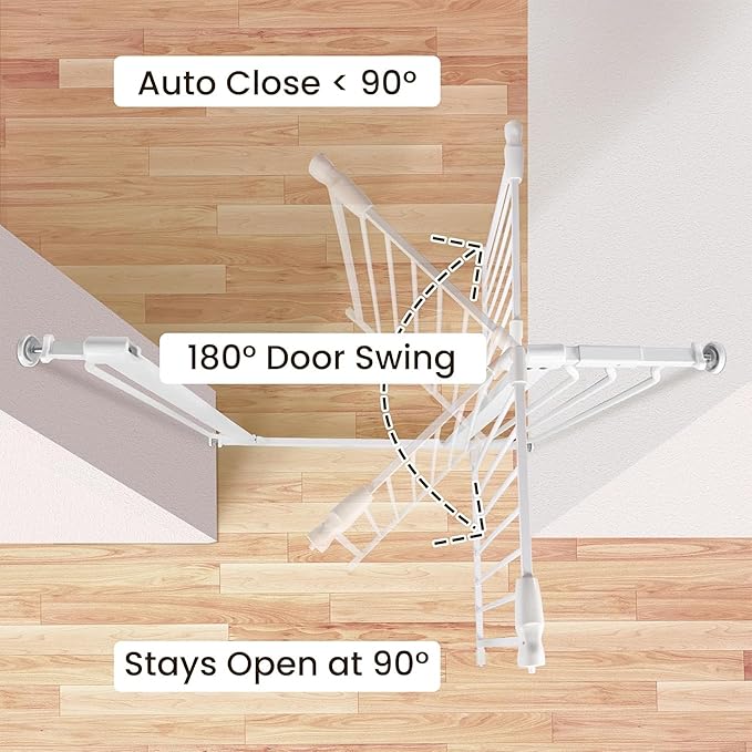 BalanceFrom 29.1-38.5" Easy Walk-Thru Baby and Pet Safety Gate with Hold-Open and Auto-Close – Adjustable Steel Barrier for Stairs, Doorways, and Hallways, No Drilling Installation