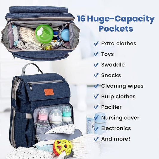 PILLANI Baby Diaper Bag Backpack - Baby Bags for Girls & Boys, Large Waterproof Diaper Backpack - Baby Shower Gifts & Registry Must Haves - Travel Diaper Bags with Changing Pad - Stuff for Newborn