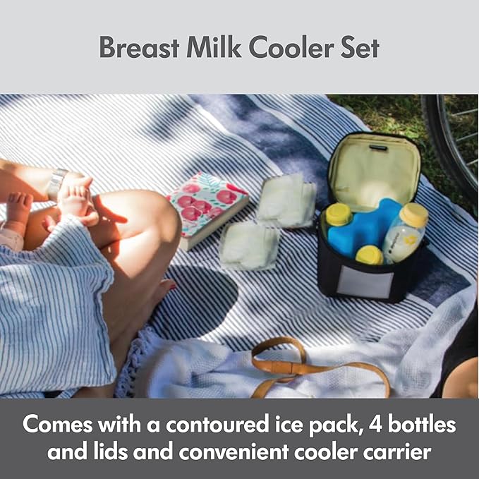 Medela Breast Milk Storage & Cooler Gift Set Made Without BPA, with Bottles, Storage Bags, Microwave Sterilizer Bags, and Cooler Bag with Ice Pack