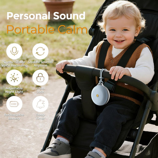 Portable White Noise Machine for Baby Sleeping, Sound Machine with Personal Voice Recording & Night Light, Rechargeable Battery for Travel, 12 Soothing Sounds & App Library, Toddler Travel Essentials