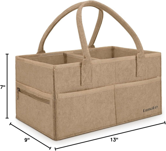 Runsabay. Diaper Caddy Organizer for Newborn Baby Essentials, Large Nursery Storage Bin, Car Organizer for Baby Diapers and Wipes, Baby Basket with Handles - Pink