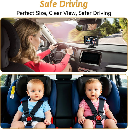 Wkzay Baby Car Camera 2-Pack – HD 1080P, 150° Wide Angle, Night Vision, Adjustable LED Light, Easy Installation, Infant Safety, Rear Seat Monitoring for Car Travel