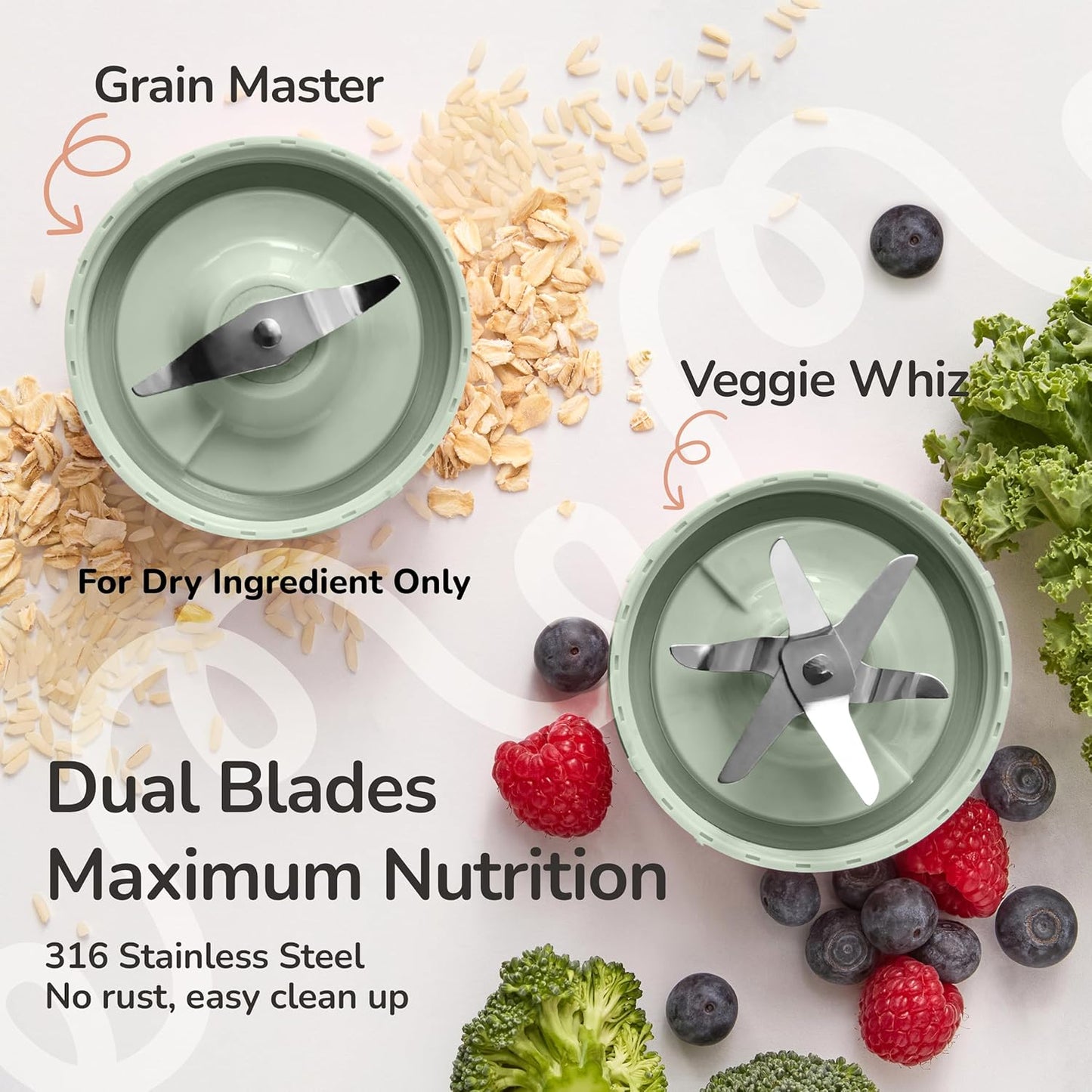 Bubble Blender, Baby Food Maker & Puree Blender with 2 Borosilicate Glass Cups, Compact Baby Bullet for Smoothies, Hands-Free One-Touch, 200W Motor, Rose