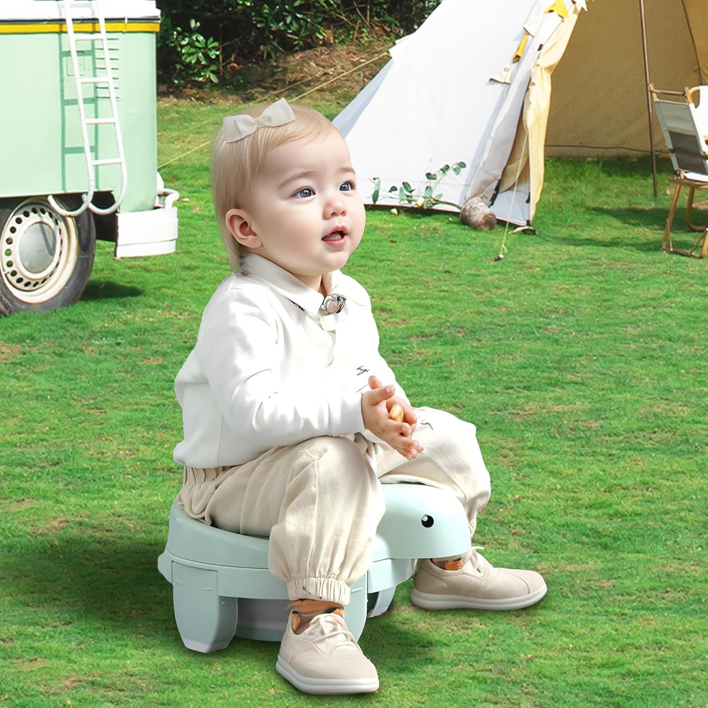 4-in-1 Portable Travel Potty for Toddlers – Foldable, Compact Potty Seat with Splash Guard & Non-Slip Base – Ideal for Road Trips, Camping, Hiking, Outdoor Adventures & Occasional Home Use