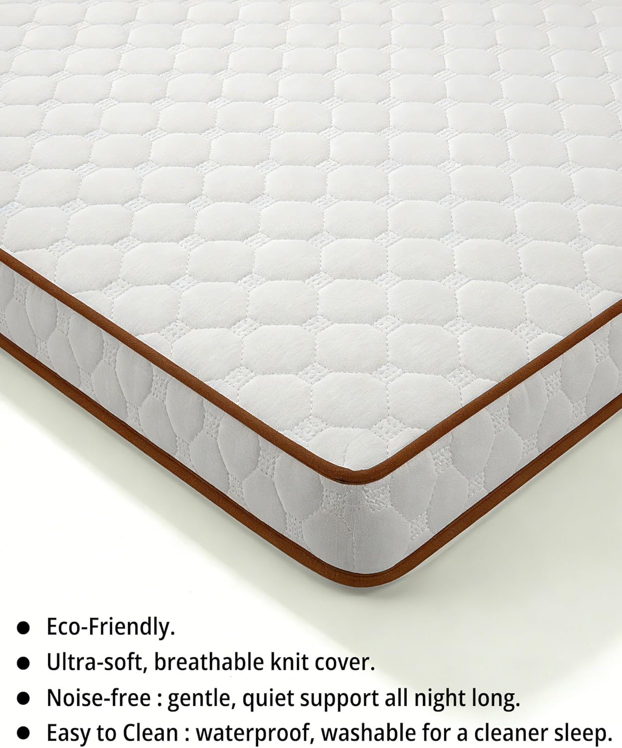 Pack and Play Mattress 38"x26" Playard Baby Pad for Pack n Play, No Gap Safer 3D Piped Edge, 1.5" Thick Medium Firm, Breathable Waterproof Washable Cover, White