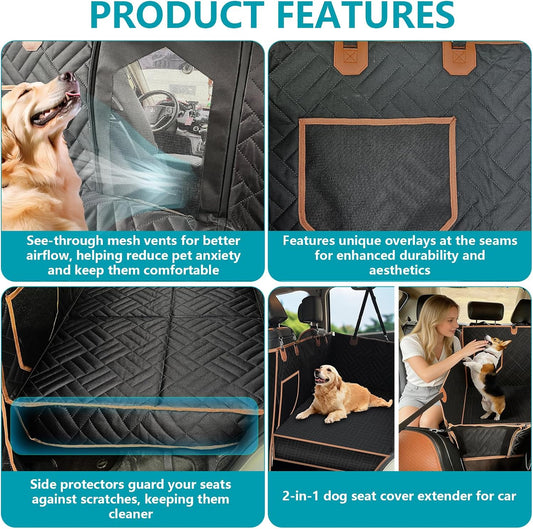 Convertible Furbuddies Back Seat Extender For Dogs 400lb Hard Bottom Dog Bed For Car Back Seat & Half Seat Dog Hammock With Seat Anchor Mesh Window Waterproof Dogs Car Seat Protector For Most Car SUV