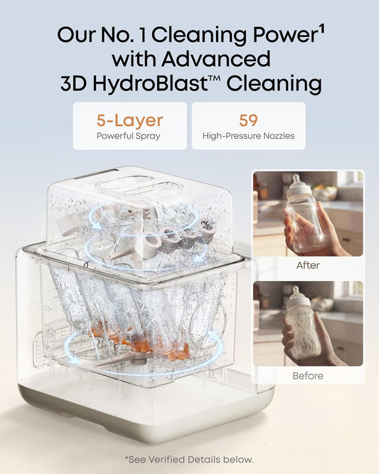 eufy Bottle Washer S1 Pro, Built-in Water Softener, All-in-One 3D HydroBlast Washer, 212°F Steam Sterilizer & Thoroughly Fast Dryer, Largest 10-Bottle Capacity, Smart App Control, Hands-Free
