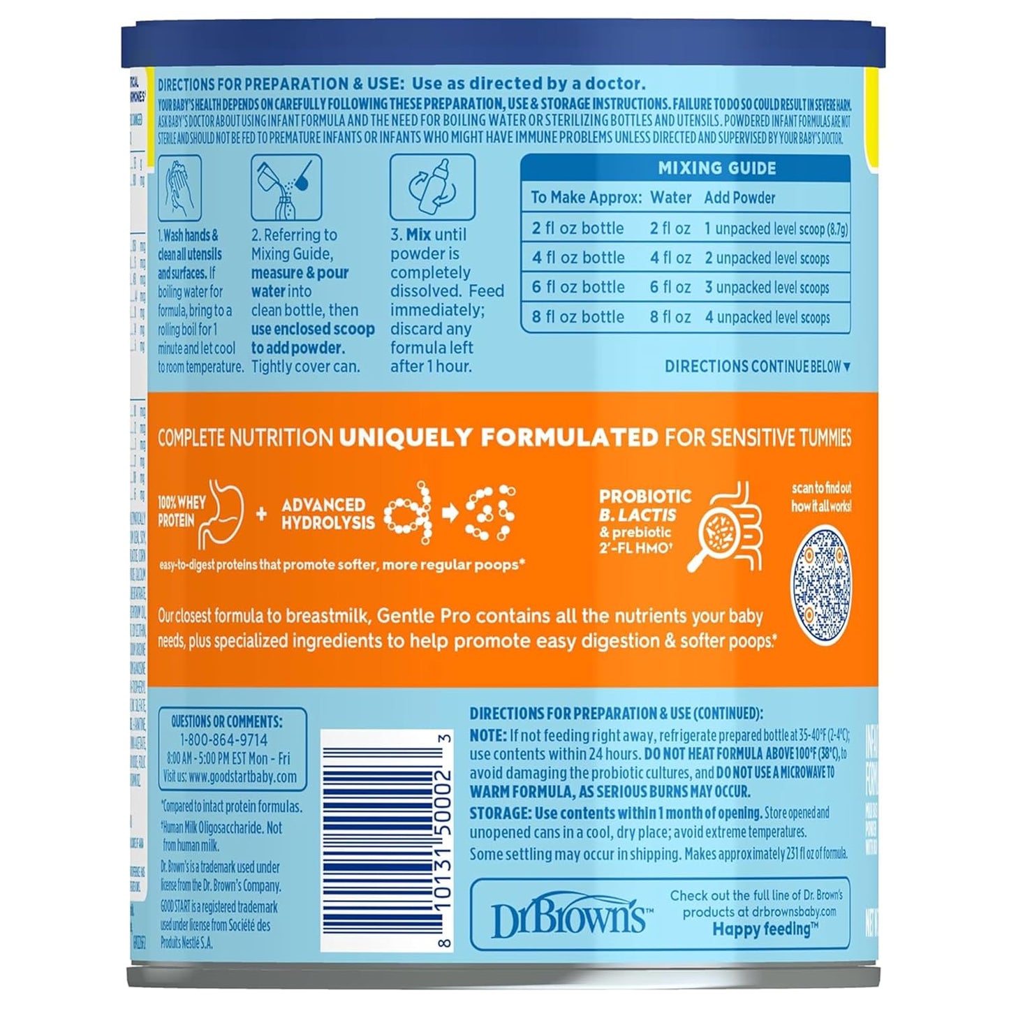 Dr. Brown's Baby Formula Mixing Pitcher with Adjustable Stopper, Locking Lid, & No Drip Spout, 36oz, BPA Free, Blue & Good Start Baby Formula Powder, 32 Ounce For 0-12 Months